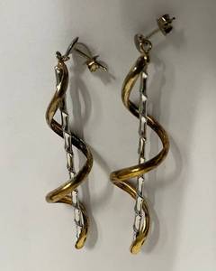 lot 69S image: Spiral Sterling Silver and Gold-Tone Earrings