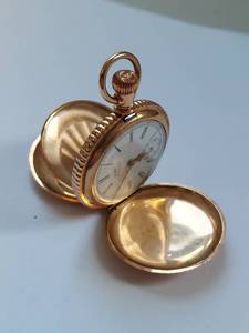 lot 91 image: American Waltham Pocket Watch Gold Filled Engraved Antique - Ticking, No Guarantee to Keep Time