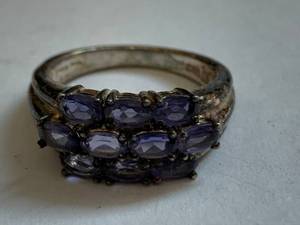 lot 151 image: Sterling Silver Ring with Purple Gemstones