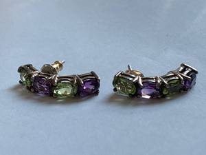 lot 171 image: Sterling Silver Amethyst & Peridot Earrings