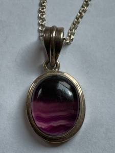 lot 176 image: Sterling Silver Necklace with Purple Fluorite Pendant
