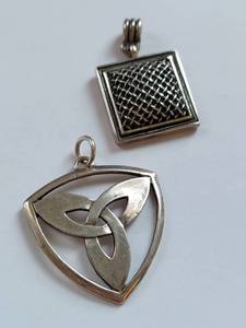 lot 181 image: Sterling Silver Celtic Triquetra & Square Pendants