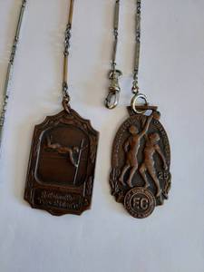 lot 204 image: Antique 1925 Basketball and 1924 Track Meet High School Sports Medals Collectible