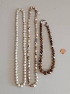 lot 209 image: Elegant Beaded Necklace Set incl. Desert Rose Trading Sterling - White, Brown, Marbled