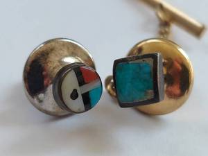 lot 213 image: Native American Inlay Gemstone Tie Tacks Set