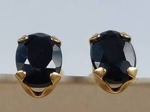 lot 61 image: 14k Gold Earrings with Sapphires