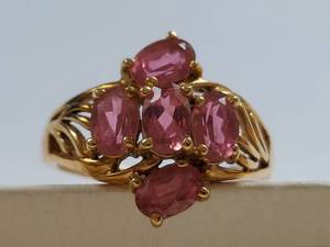 lot 68 image: Elegant 10k Gold Ring with Pink Tourmaline Gemstones
