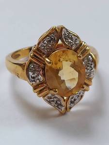 lot 99 image: Citrine Ring Gold Plated 925 Silver 6.28g