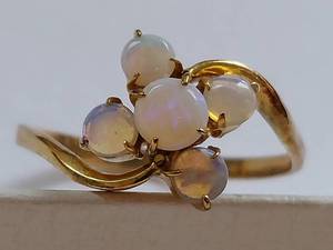 Vintage 18K HGE Gold Electroplate Opal Cluster Ring