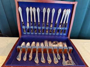 1847 Rogers Bros. Silverware Set with Wooden Case