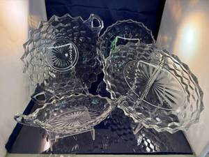 lot 35 image: Set of 5 Elegant Crystal Serving Dishes with Intricate Patterns