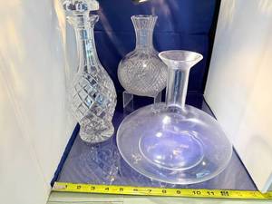 lot 94 image: Set of 3 Decorative Crystal Decanters with Elegant Patterns