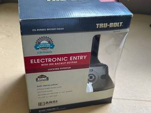lot 103 image: Tru-Bolt Electronic Entry Lock with LED Backlit Keypad, Oil Rubbed Bronze Finish