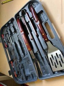 lot 109 image: Barbecue Tool Set with Wooden Handles in Carrying Case