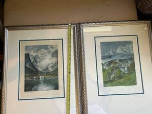lot 151 image: Pair of E. Harrison Compton Watercolor Prints with Mountain Scenes