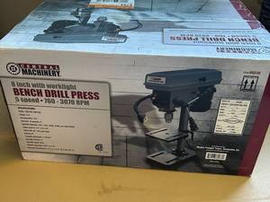 lot 156 image: Central Machinery 8-Inch Bench Drill Press with Worklight and 5 Speeds