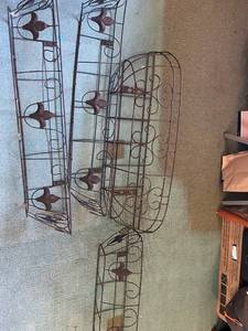 lot 161 image: Set of 4 Vintage Wrought Iron Wall Mount Planters