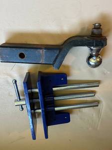 lot 176 image: Heavy-Duty Trailer Hitch with Ball Mount and Clamp Vise