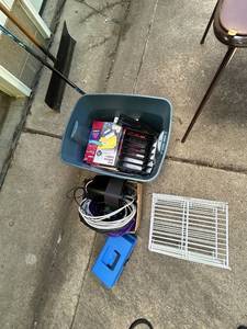 lot 206 image: Collection of Electronic Cables, Speaker, and Office Supplies