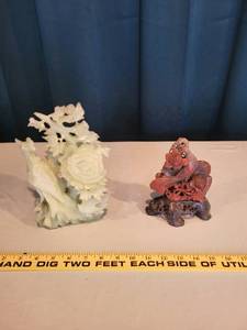 lot 16 image: Pair of Carved Asian-Style Figurines