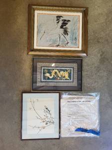 lot 81 image: Framed Asian Themed Wall Art and Hand Crafted Chinese Sky Lanterns