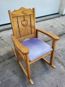 lot 145 image: Oak Childrens Rocking Chair with Heart Design