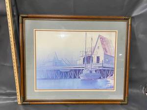 lot 6E image: M. Lencir Framed Nautical Art Nautical Scene Framed Artwork