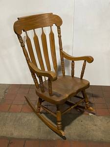 lot 16E image: Vintage Wooden Rocking Chair Solid Classic Design