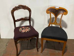 lot 46E image: Vintage Ornate Upholstered Chairs Carlson Studio