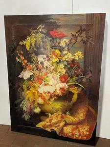 lot 49E image: Mixed Media Floral Art on Canvas Lithos #5670