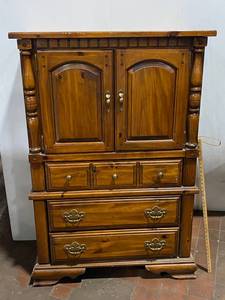 lot 51E image: Vintage Wooden Armoire with Drawers and Cabinet Doors