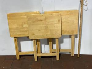 lot 53E image: Set of 3 Portable Wooden Tray Tables