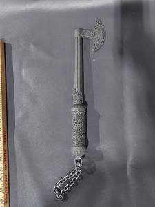 lot 62E image: Intricate Decorative Battle Axe Cap Gun with Chain Attachment