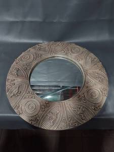 lot 79E image: Antique Style Round Mirror with Intricate Frame Design