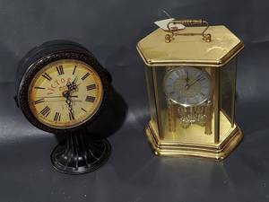 lot 81E image: Vintage Mantel Clocks Lot Victorian Design & Brass Glass Crystal