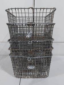 lot 84E image: Vintage Wire Locker Storage Baskets - AM Playgr Dev Co - Set of 5