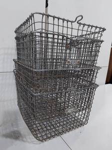 lot 85E image: Set of 4 Vintage Metal Wire Locker Baskets for Storage