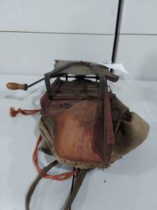 lot 86E image: Antique Hand Crank Seed Spreader Wood & Metal Design
