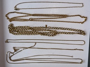 lot 30J image: Collection of Gold Tone Necklaces and Chains Assorted Styles