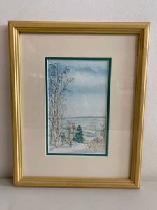 lot 9N image: Framed Janice 96 Winter Landscape Watercolor