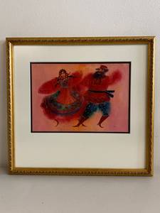 lot 12N image: Framed Dancing Couple Artwork in Gold Frame