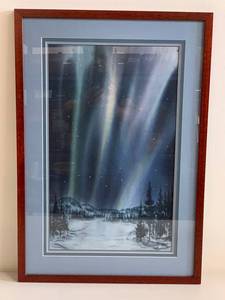 lot 15N image: Grand Marais MN Aurora Borealis Framed Artwork by Steve Byers