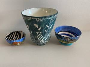 lot 22N image: Hand-Painted African Ceramic Bowl Set - Artistic Collection