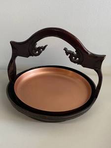 lot 27N image: Antique 19th Century Nan Wood Sewing Tray with Carved Handle