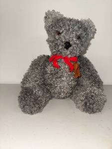 lot 40N image: Handcrafted Grey Teddy Bear with Leather Tag