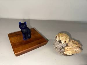lot 43N image: Mosser Glass Cat & Bird Figurines Set