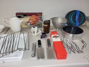 lot 85 image: Collection of Kitchen Tools, Graters, Roasting Accessories, and Cookware