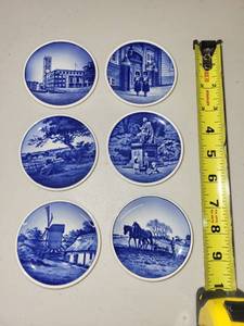 lot 82 image: Set of 6 Danish Blue and White Porcelain Collector Plates, 3.5 Inch