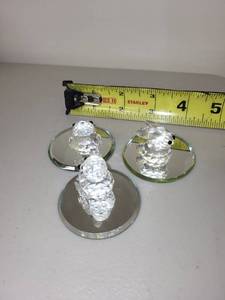 lot 97 image: Set of 3 Swarovski Style Miniature Crystal Animal Figurines with Mirror Bases