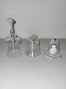 lot 40 image: Set of 3 Decorative Glass Bells Including Angel Ornament